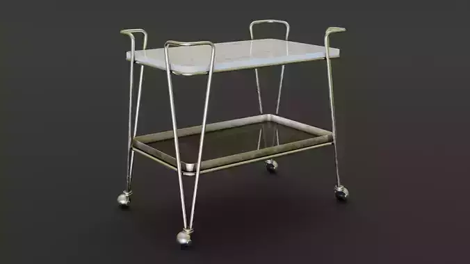 Mid-Century Bar Cart Low-poly 3D model