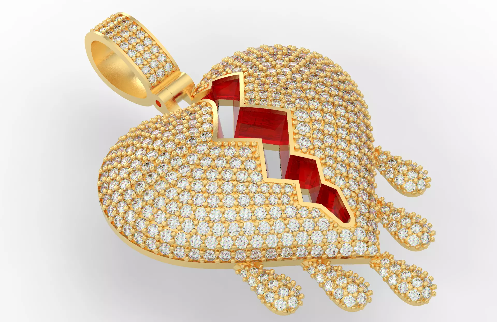 Broken Heart Pendant  3D print model_0