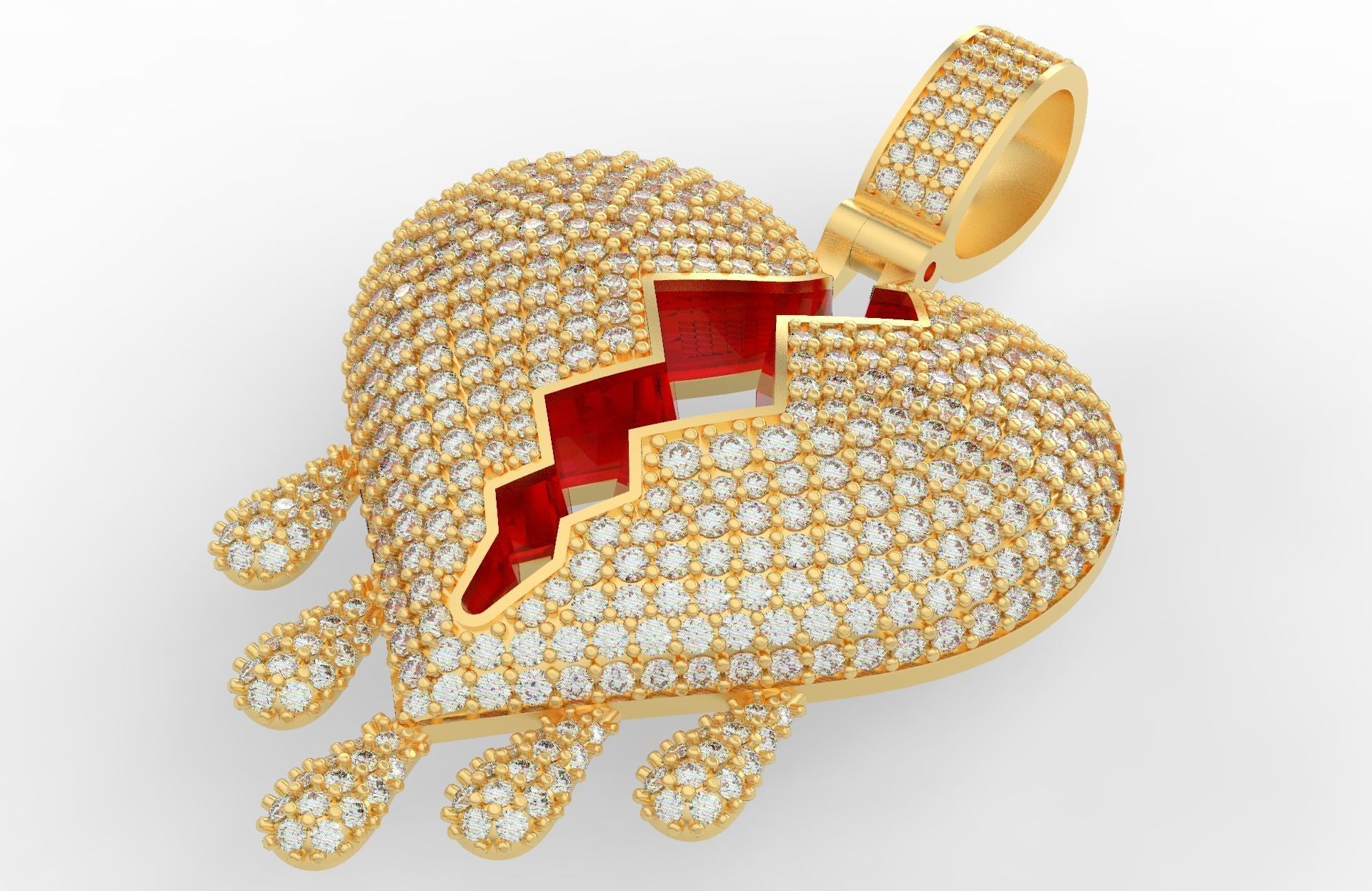 Broken Heart Pendant  3D print model_2