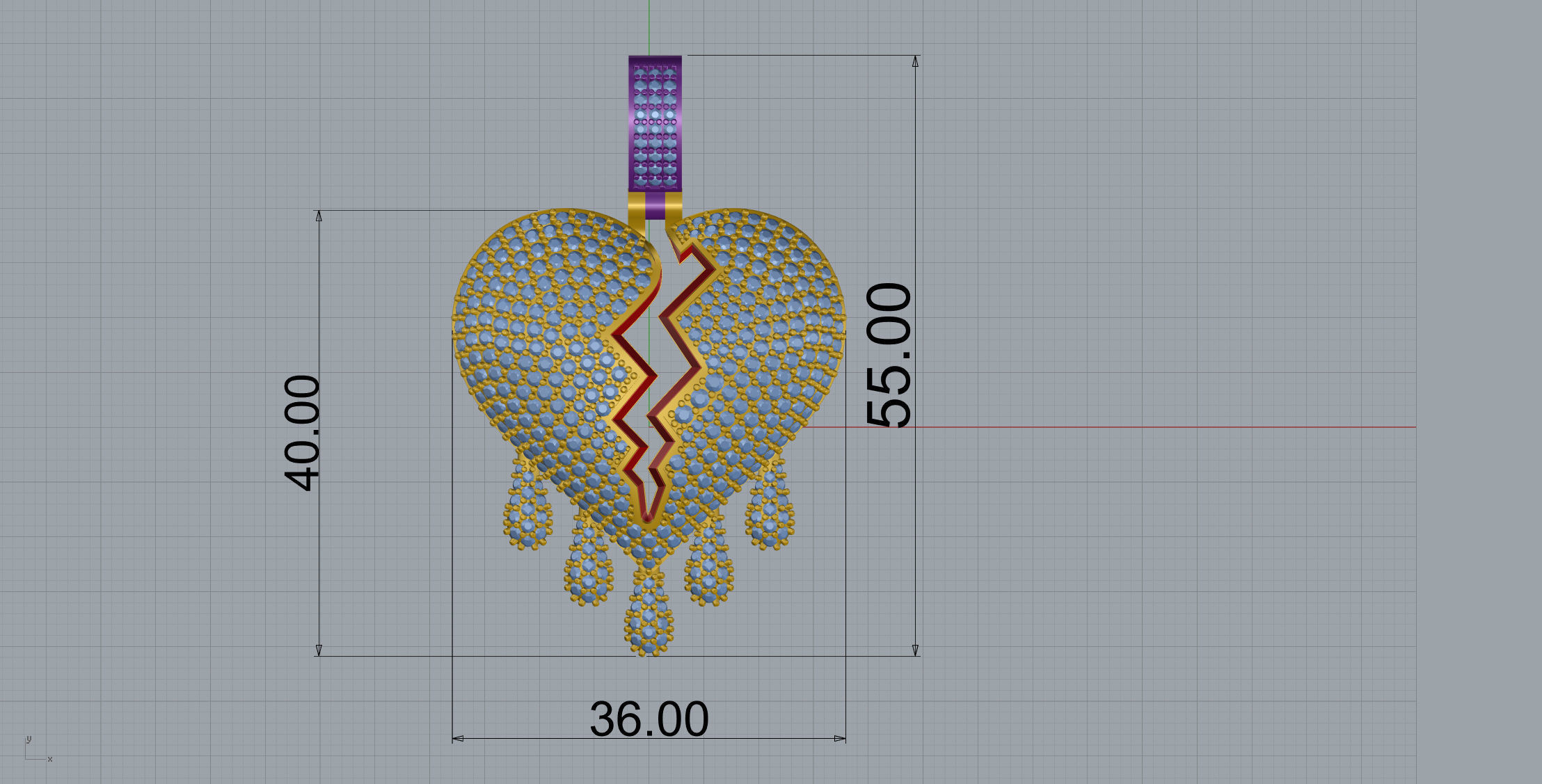 Broken Heart Pendant  3D print model_8