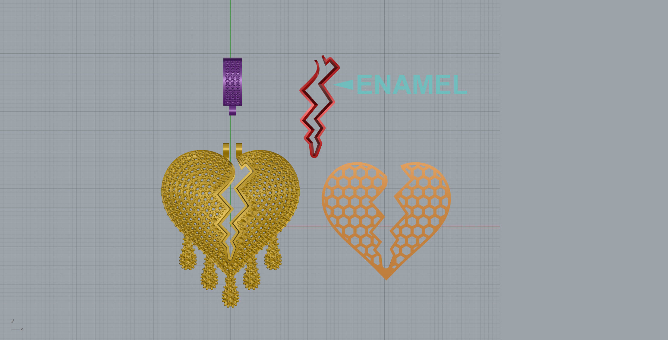 Broken Heart Pendant  3D print model_9
