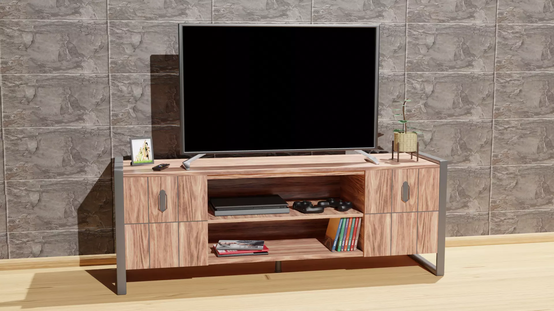 Wooden Tv Unit 3D model_0