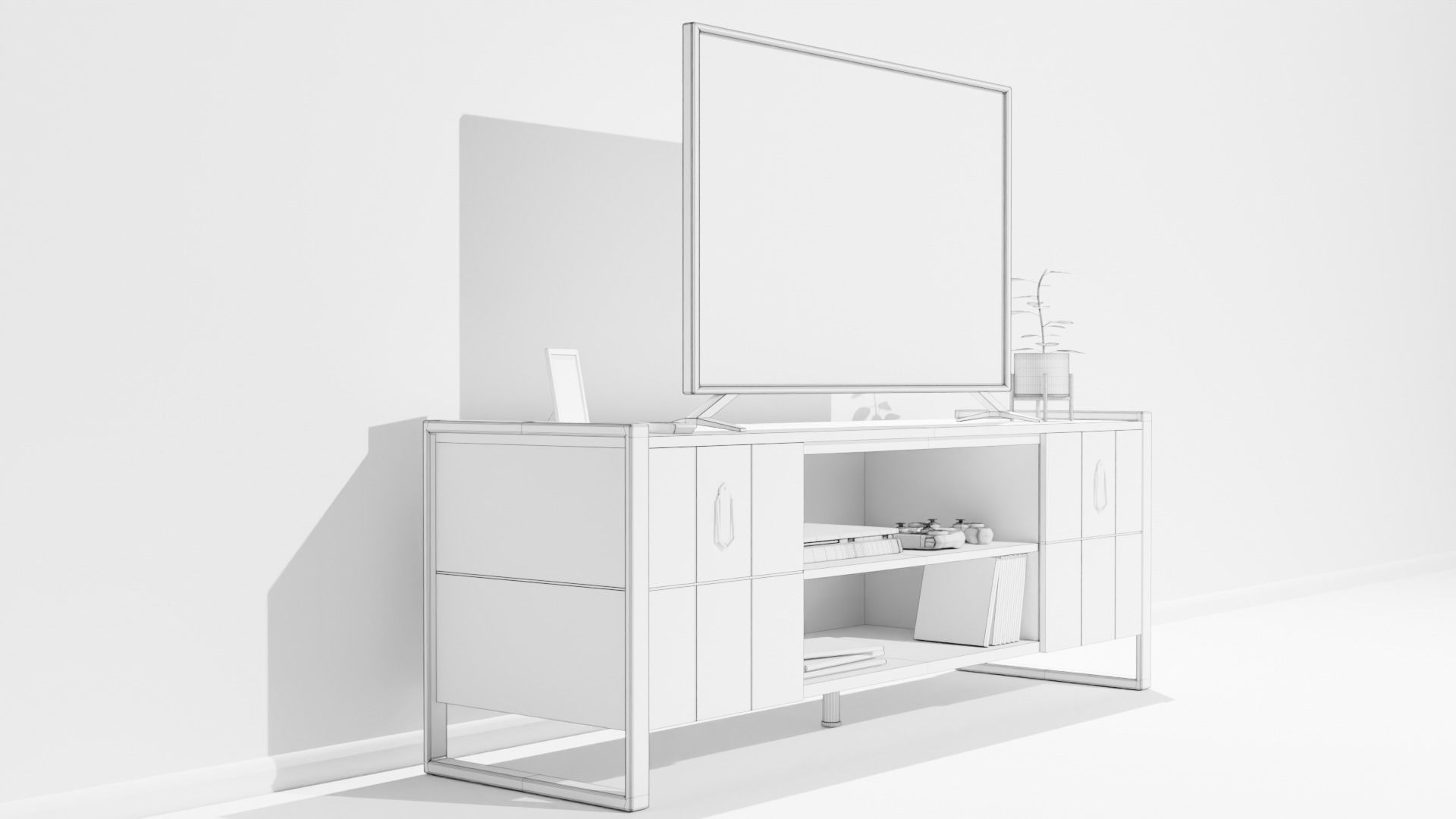 Wooden Tv Unit 3D model_8