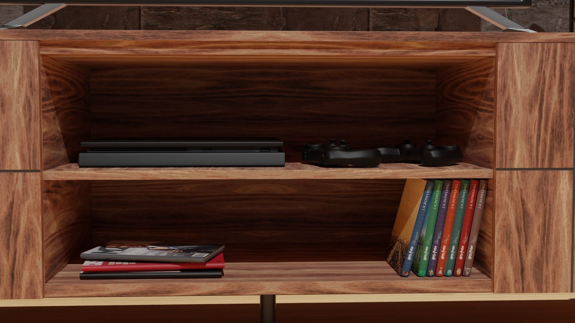 Wooden Tv Unit 3D model_3