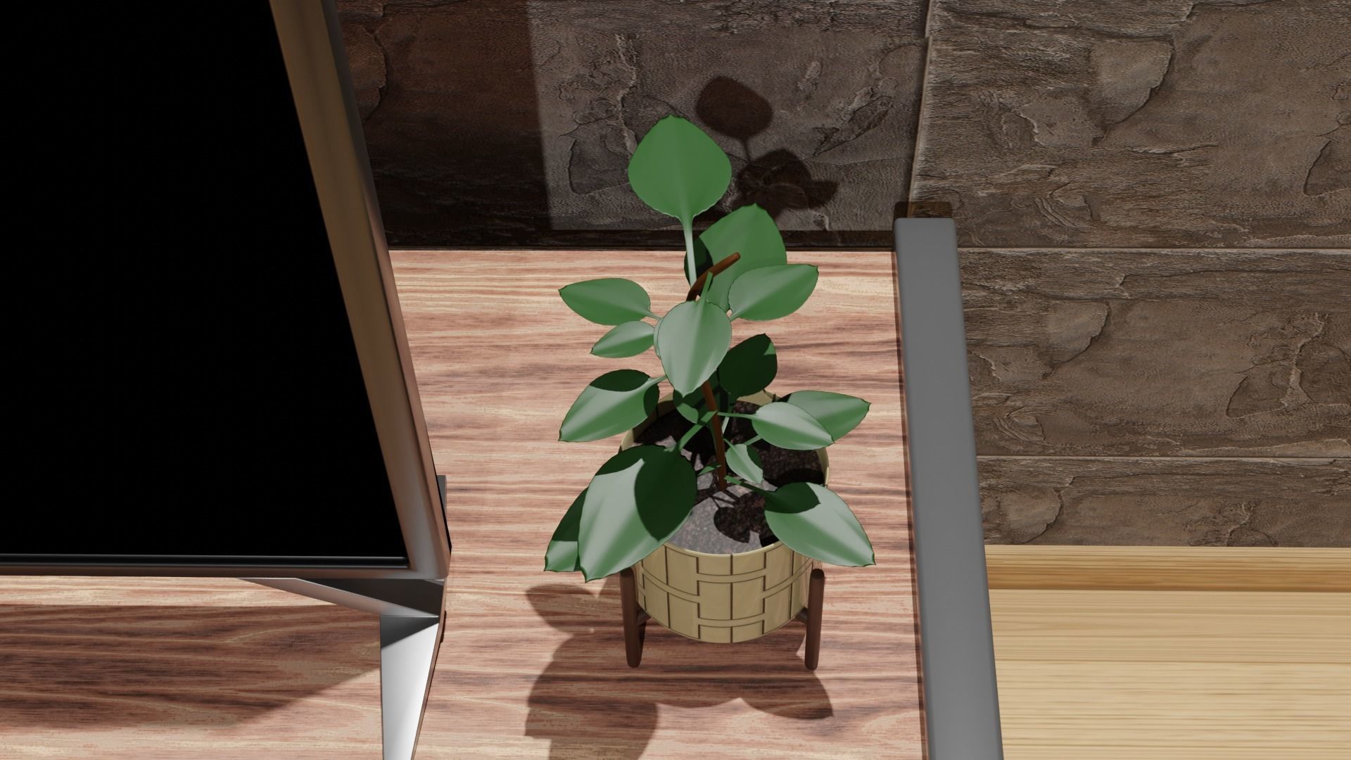 Wooden Tv Unit 3D model_4