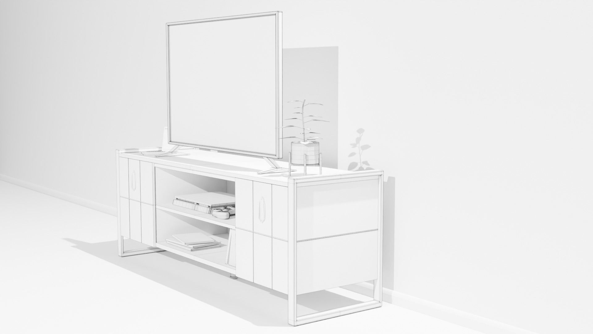 Wooden Tv Unit 3D model_9