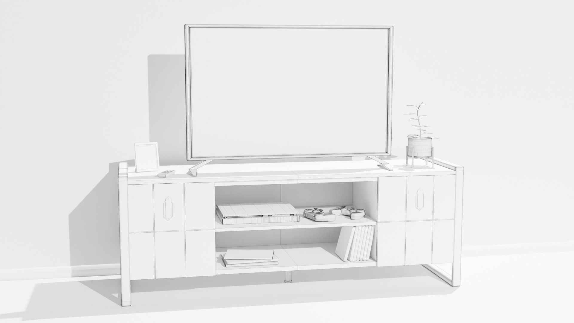 Wooden Tv Unit 3D model_7