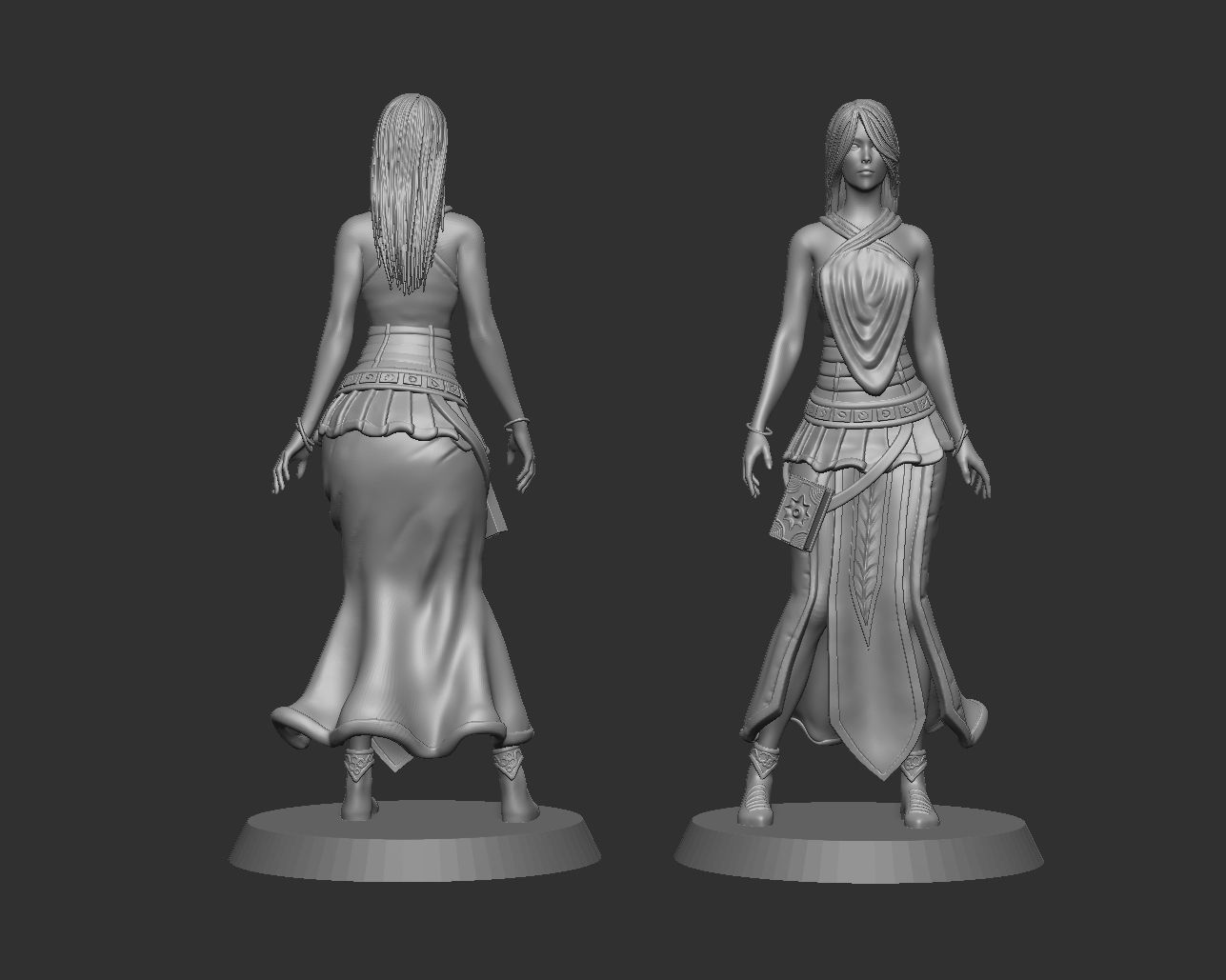 Female Spellcaster mage sorcerer 3D print model_14