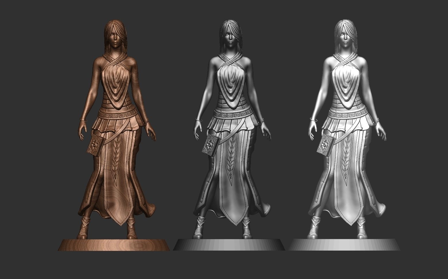 Female Spellcaster mage sorcerer 3D print model_12