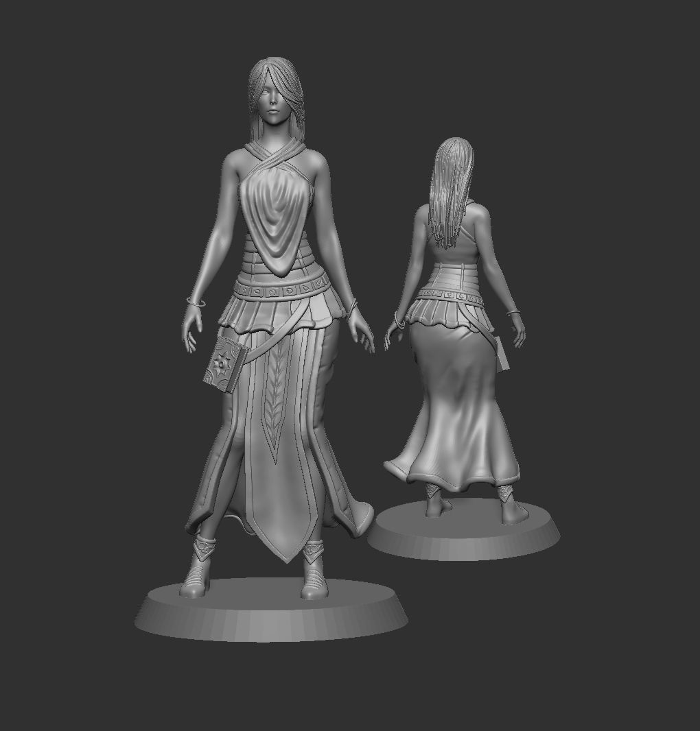 Female Spellcaster mage sorcerer 3D print model_8