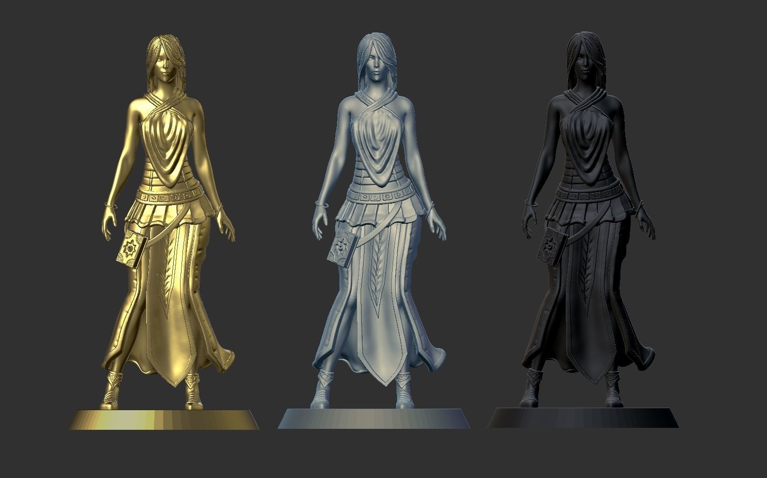 Female Spellcaster mage sorcerer 3D print model_11