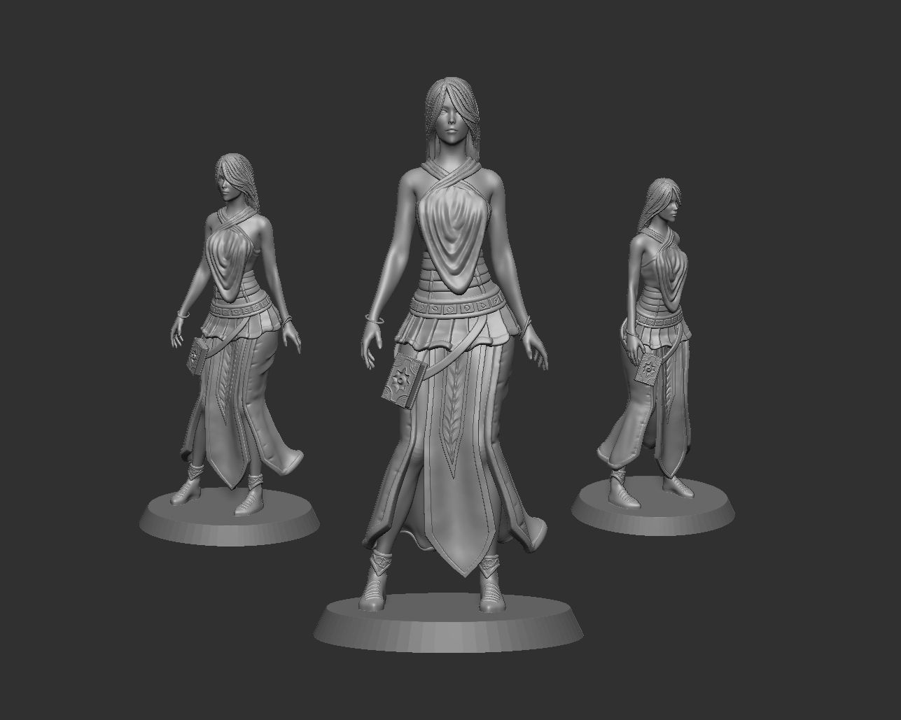 Female Spellcaster mage sorcerer 3D print model_2
