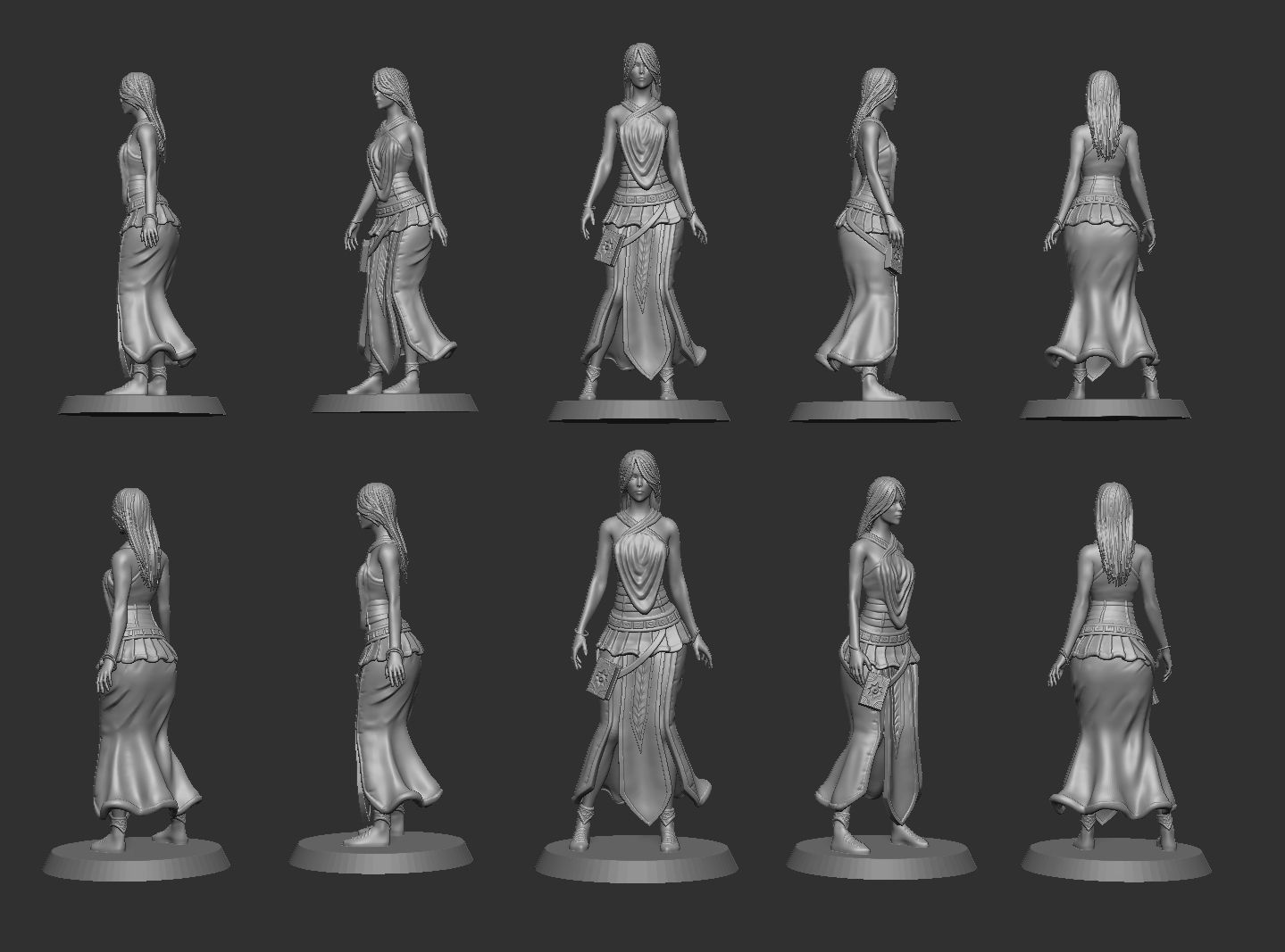 Female Spellcaster mage sorcerer 3D print model_4