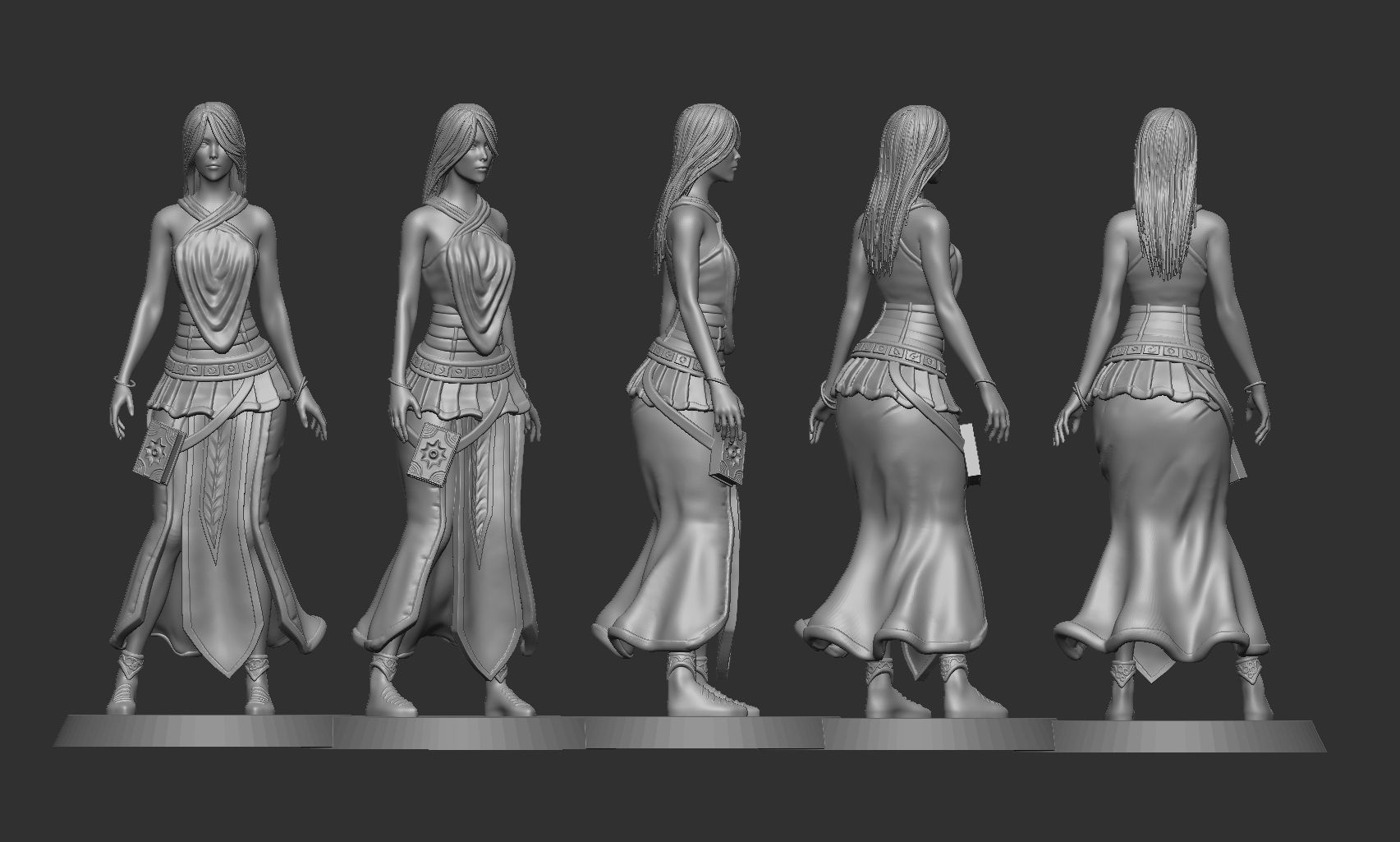 Female Spellcaster mage sorcerer 3D print model_3