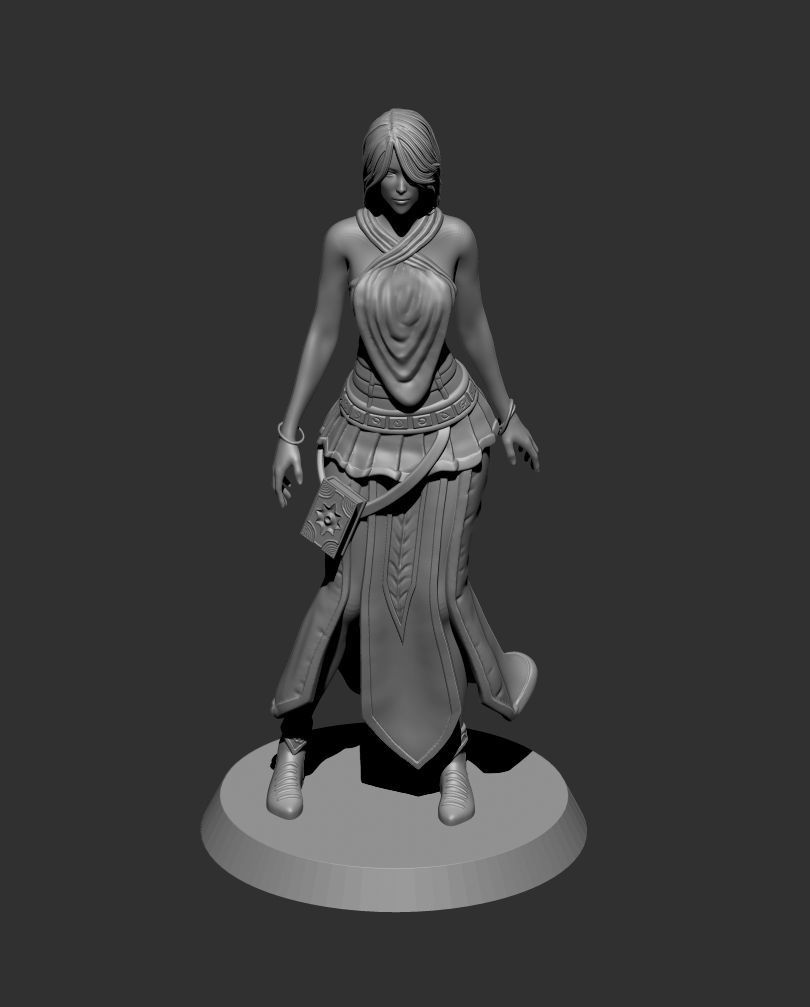 Female Spellcaster mage sorcerer 3D print model_16