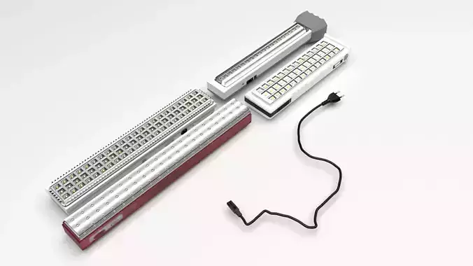 Led Emergency Lights Collection With Led Emergency Light Charger 3D model