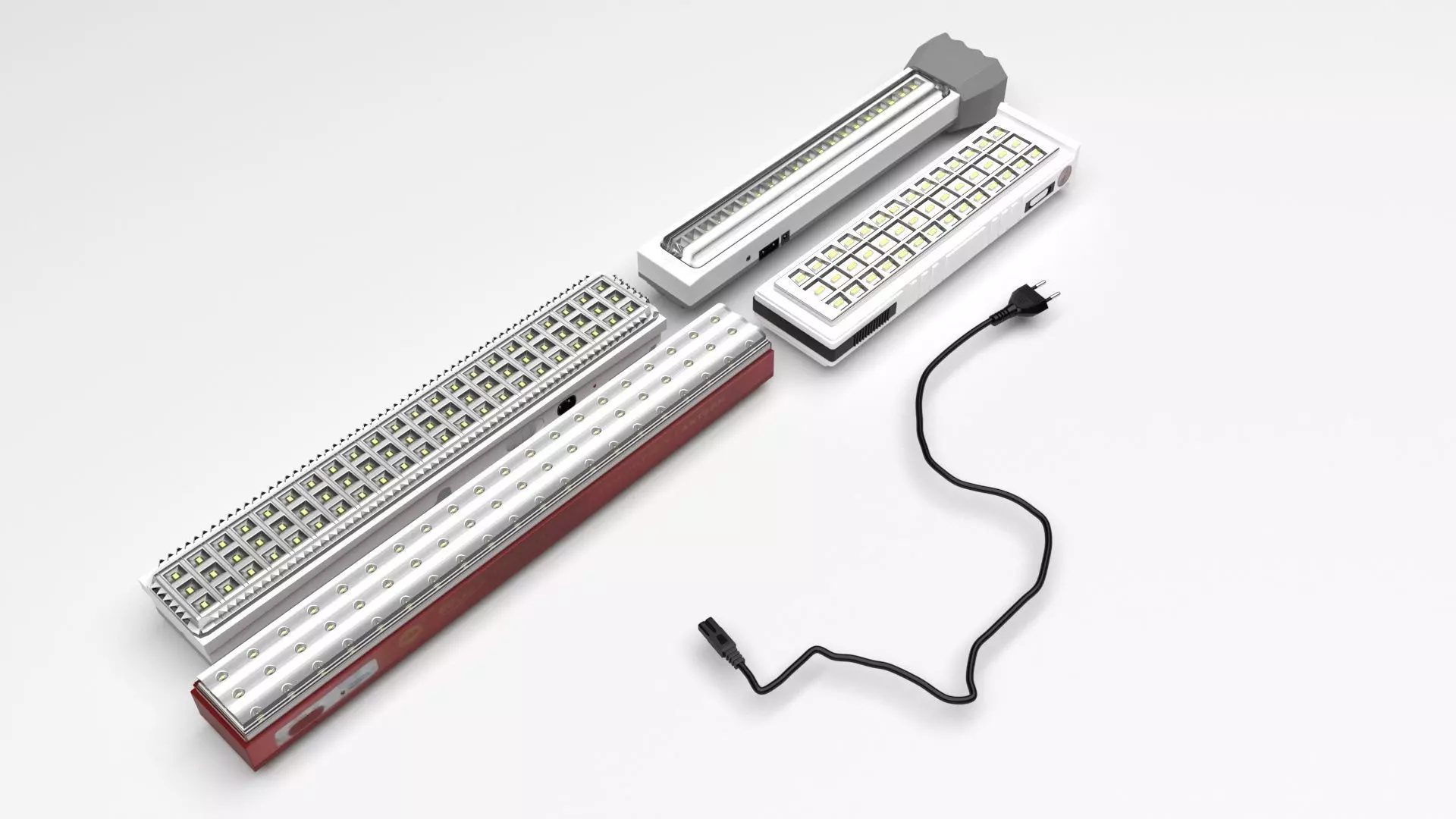 Led Emergency Lights Collection With Led Emergency Light Charger 3D model_0