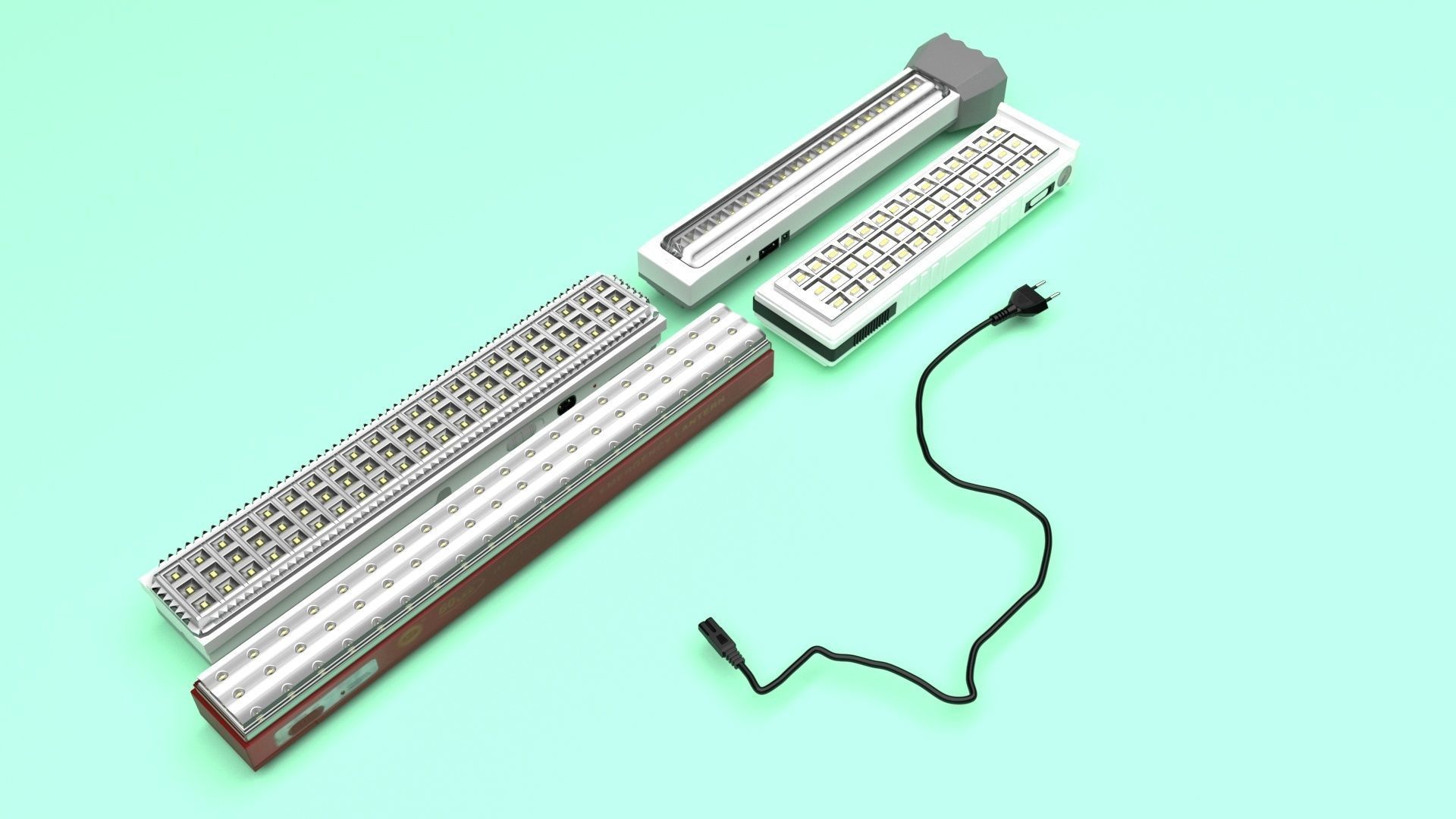 Led Emergency Lights Collection With Led Emergency Light Charger 3D model_1