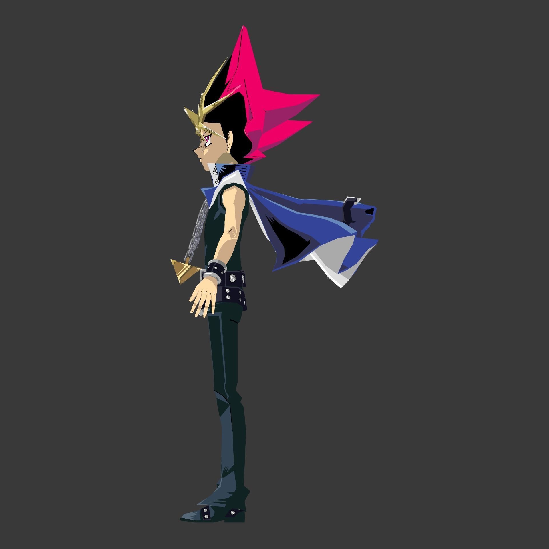 Yami Yugi yugioh Duel Links Low-poly 3D model_8
