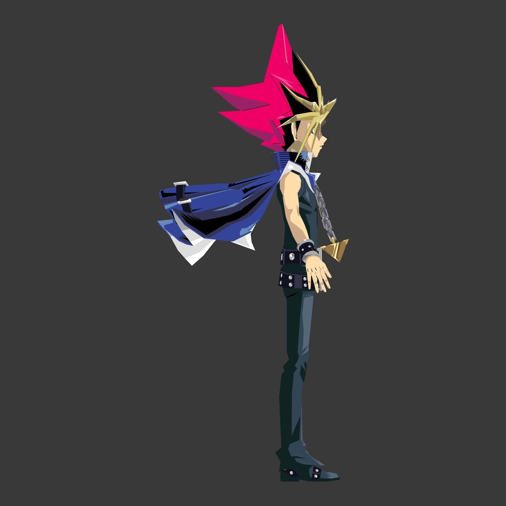 Yami Yugi yugioh Duel Links Low-poly 3D model_10