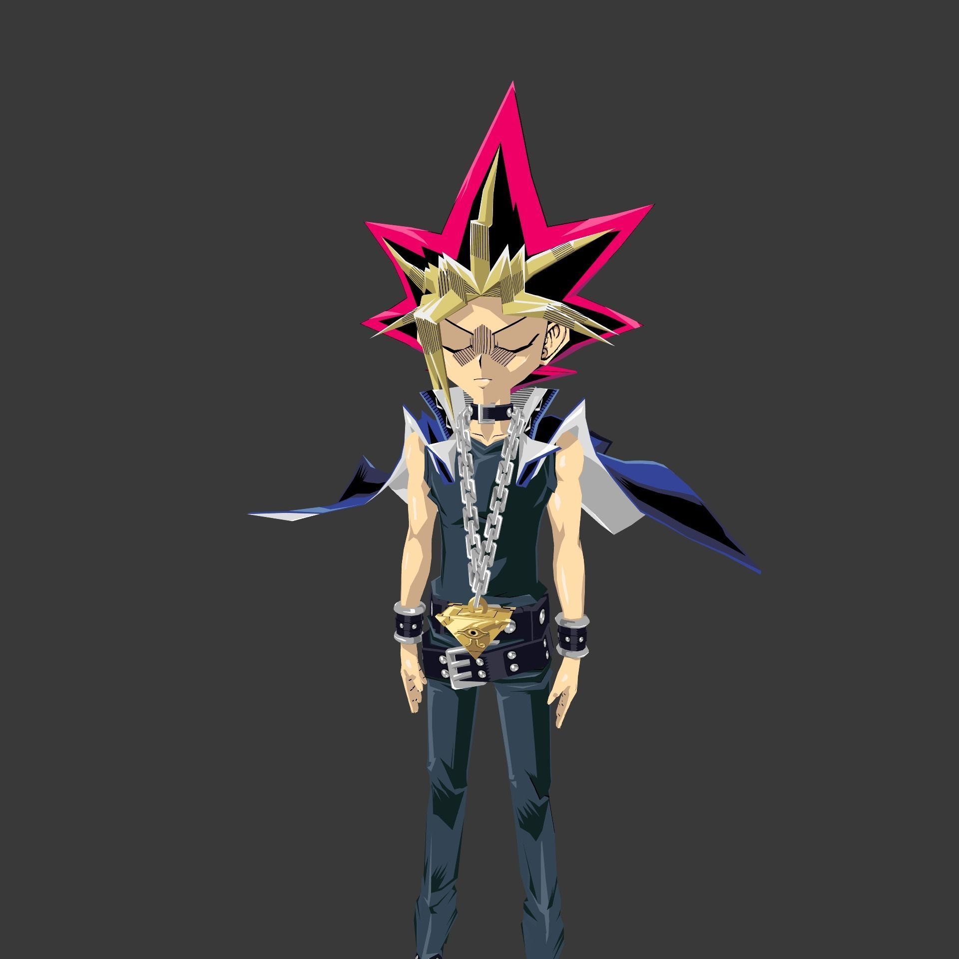 Yami Yugi yugioh Duel Links Low-poly 3D model_2