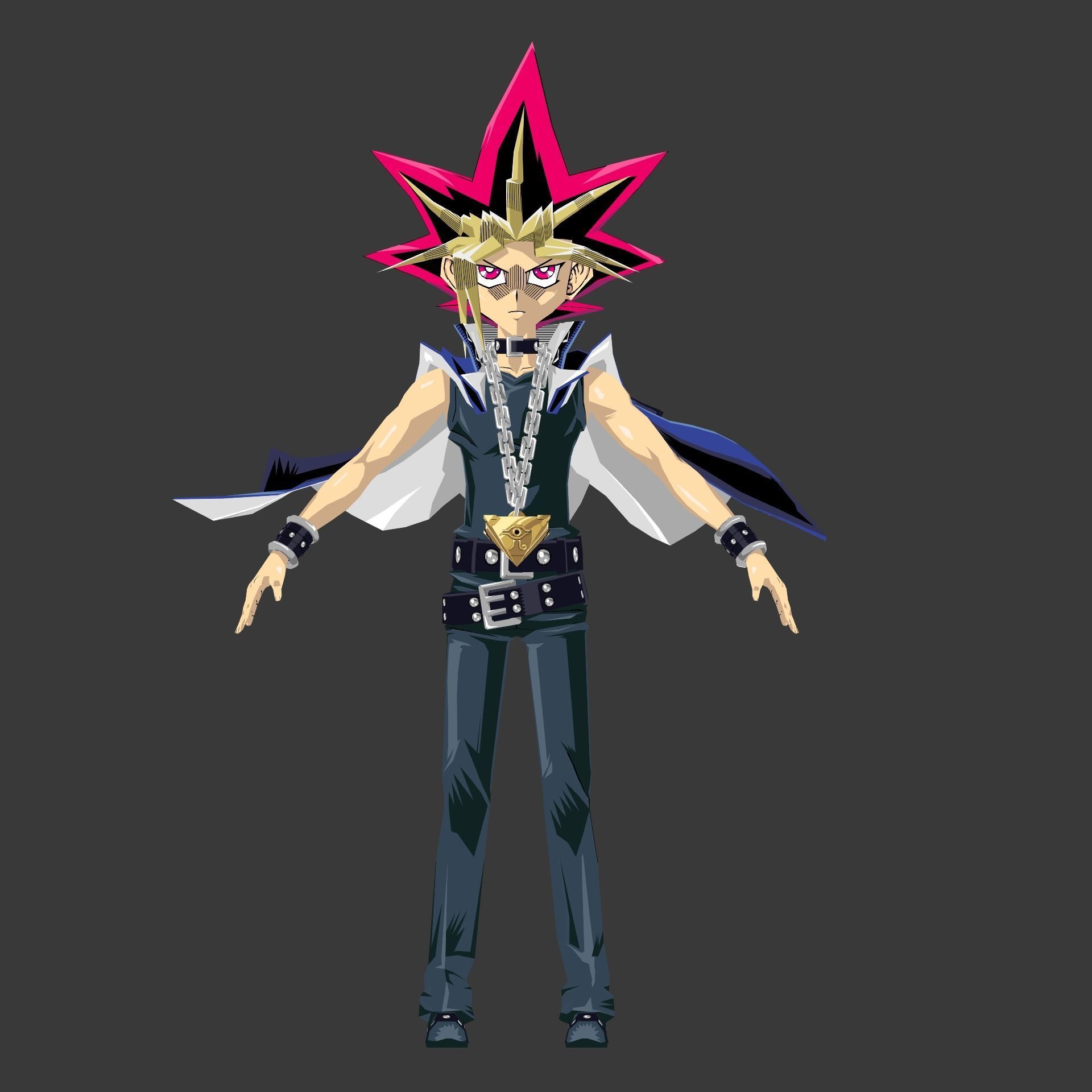 Yami Yugi yugioh Duel Links Low-poly 3D model_7
