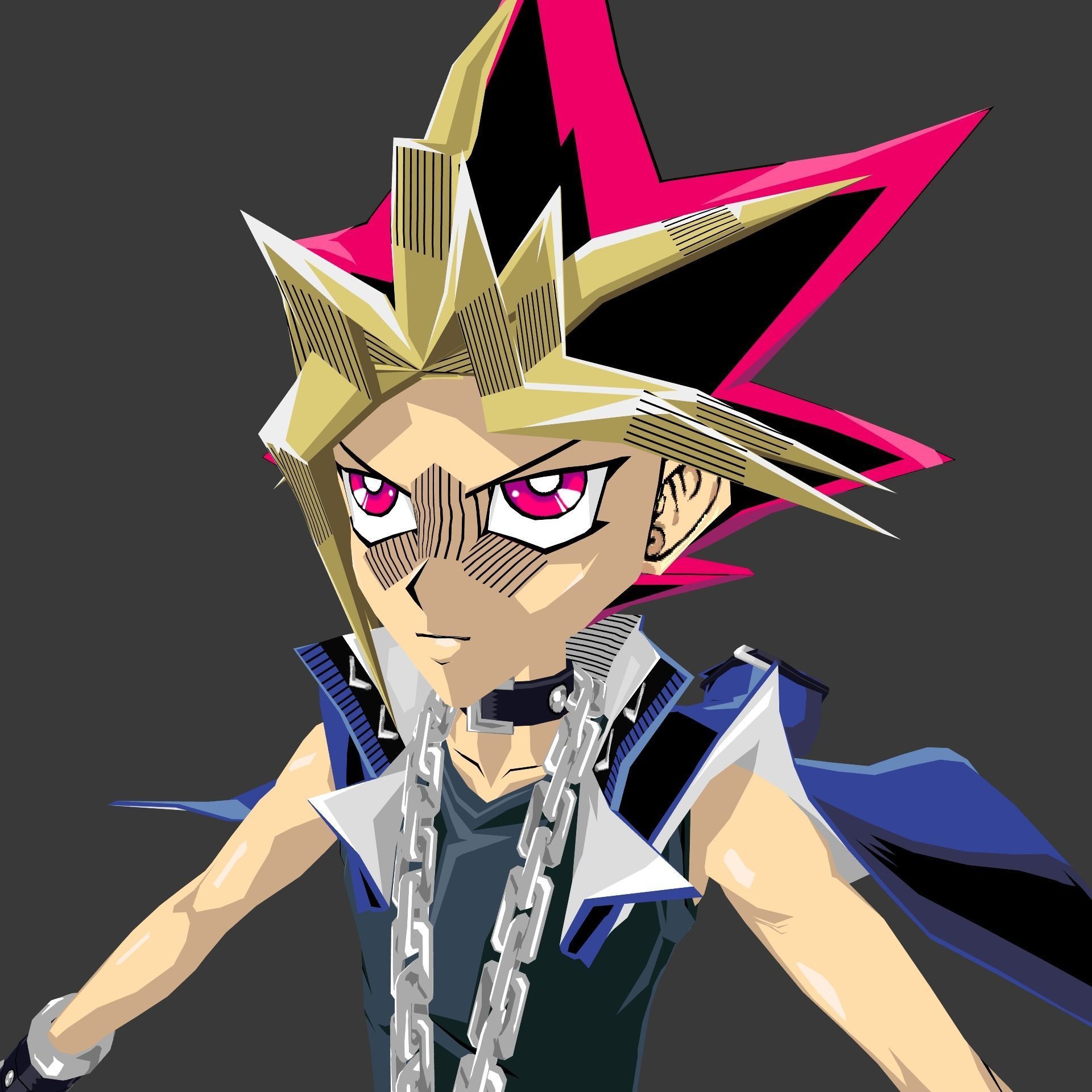 Yami Yugi yugioh Duel Links Low-poly 3D model_3