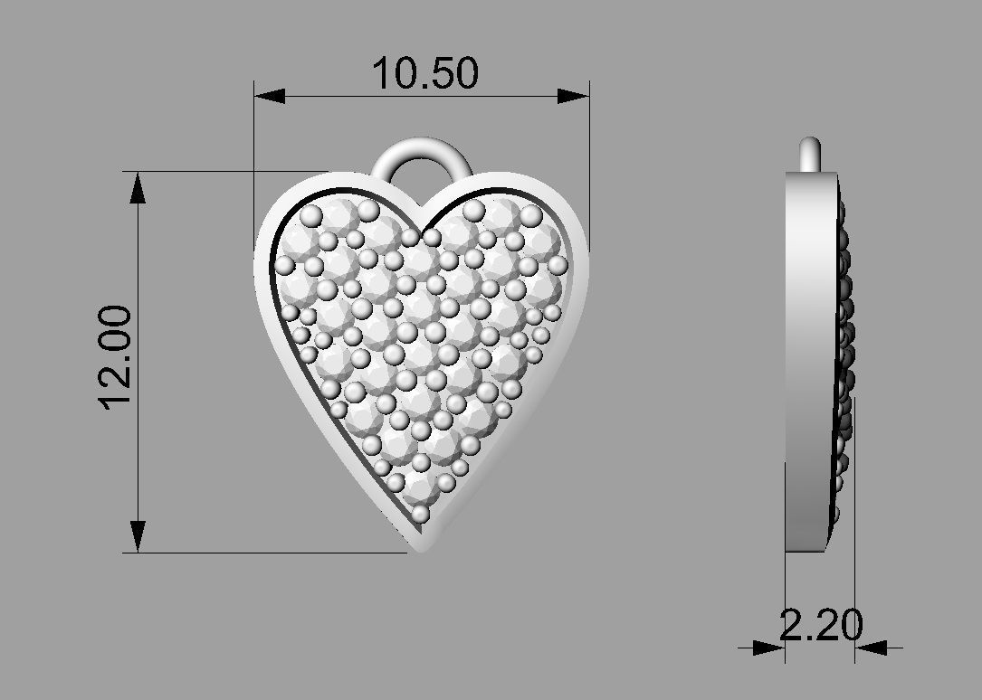 Heart Pave Pendant 3D print model_4