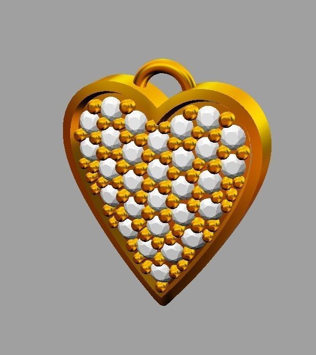 Heart Pave Pendant 3D print model_12