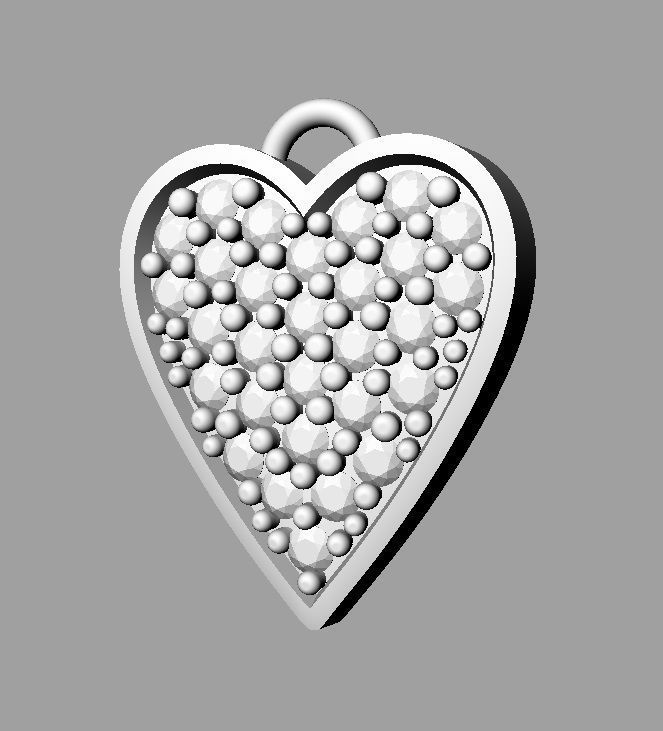 Heart Pave Pendant 3D print model_9