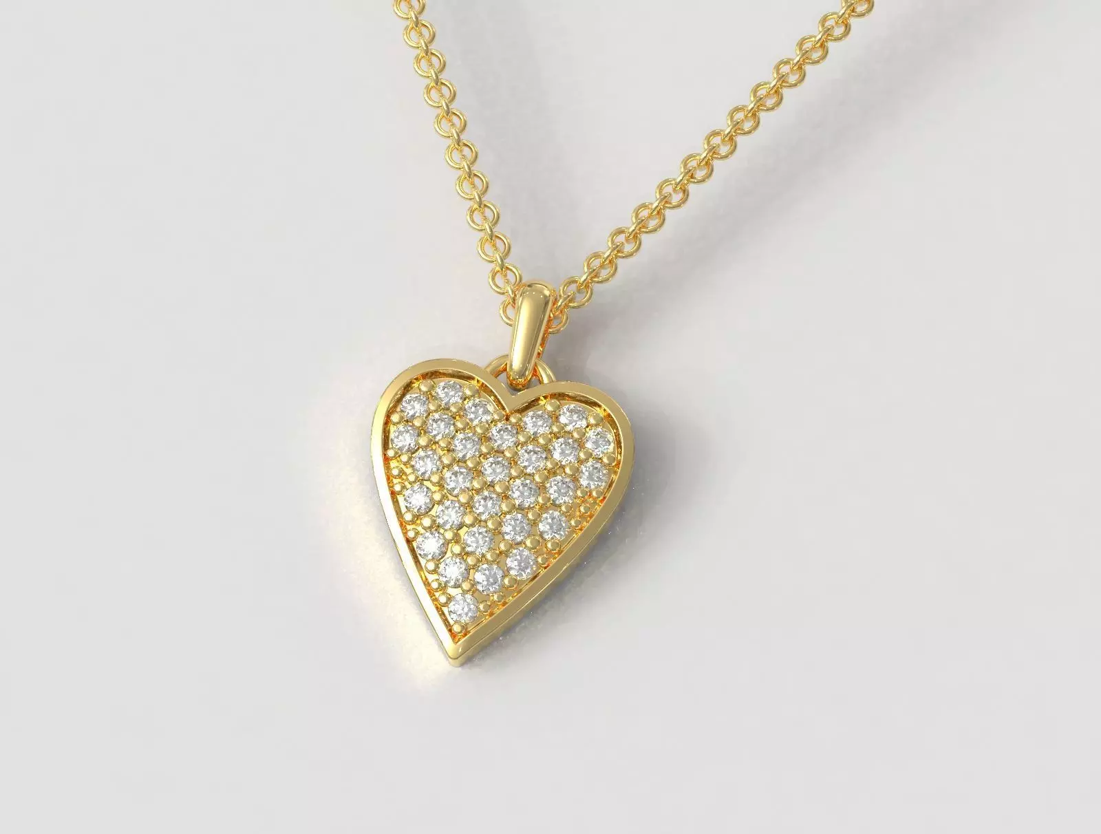 Heart Pave Pendant 3D print model_0