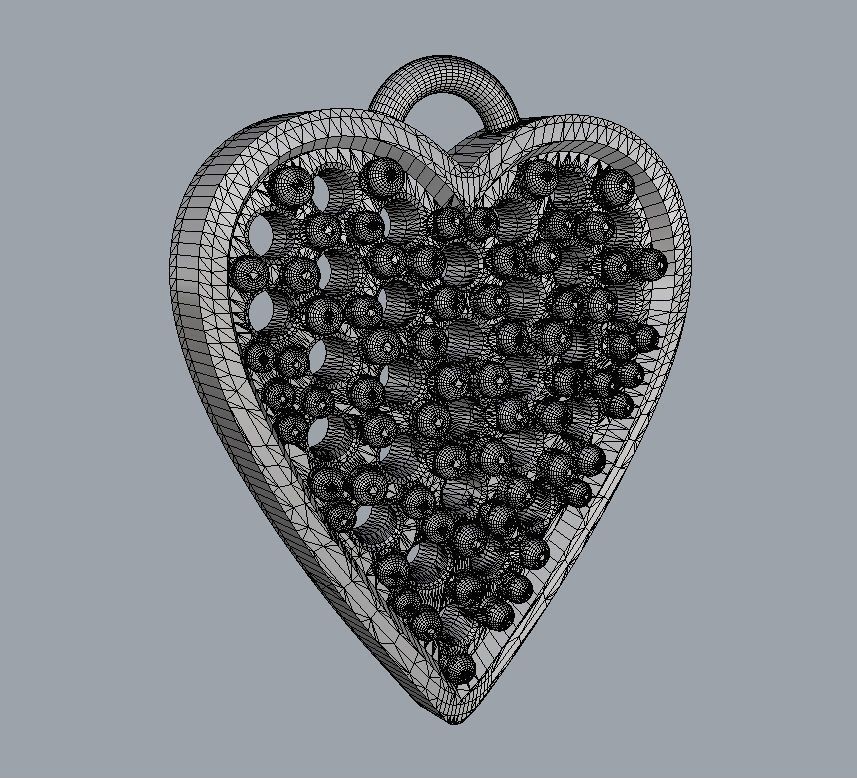 Heart Pave Pendant 3D print model_6