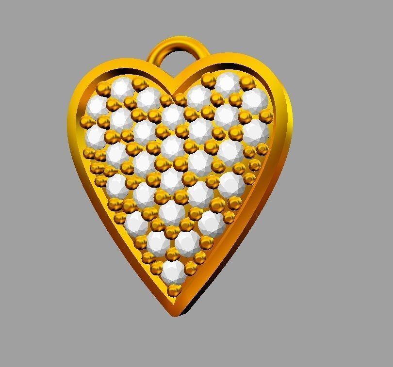Heart Pave Pendant 3D print model_5