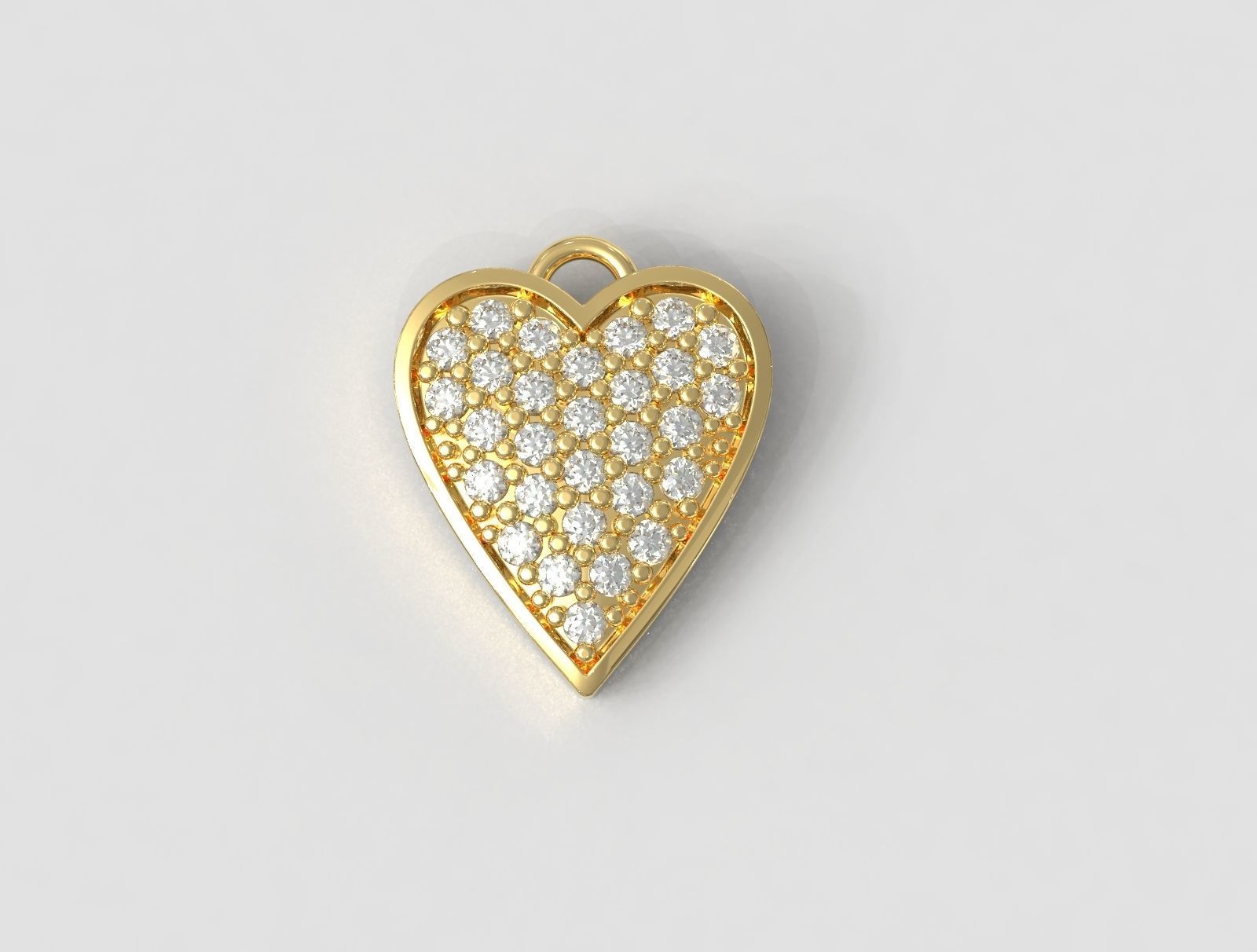 Heart Pave Pendant 3D print model_3