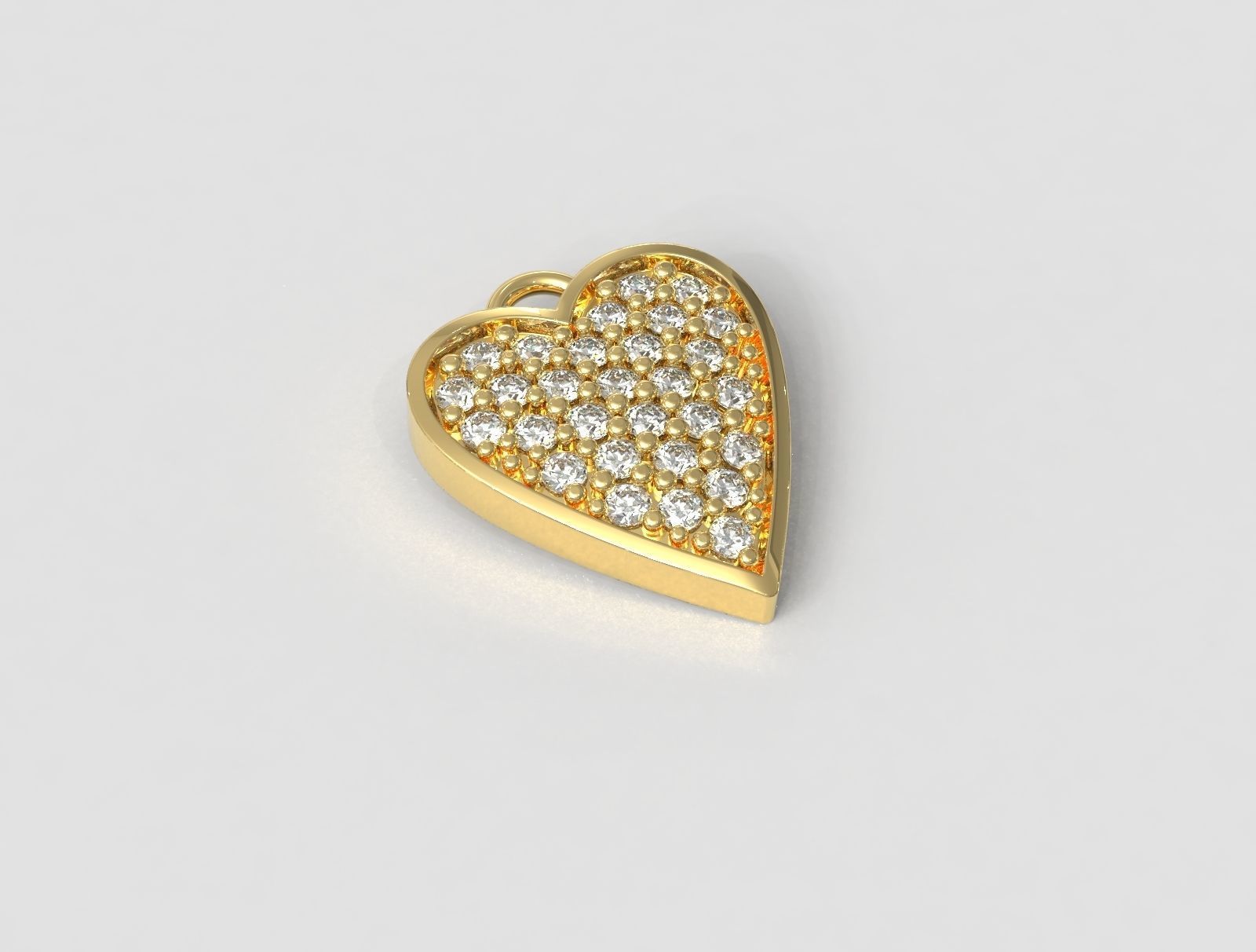 Heart Pave Pendant 3D print model_2