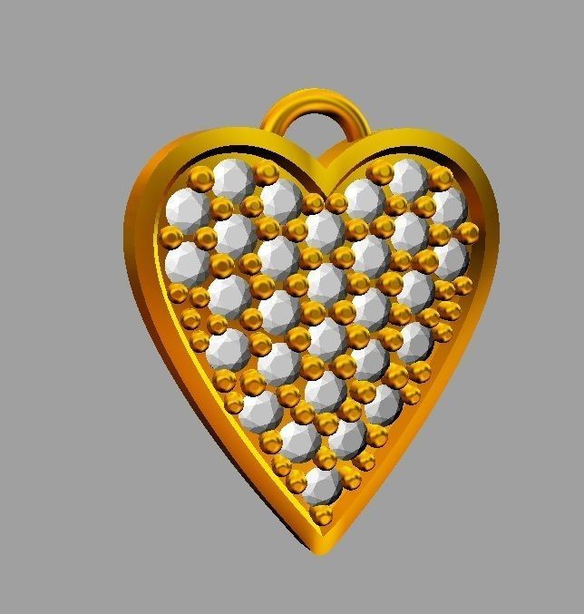 Heart Pave Pendant 3D print model_11