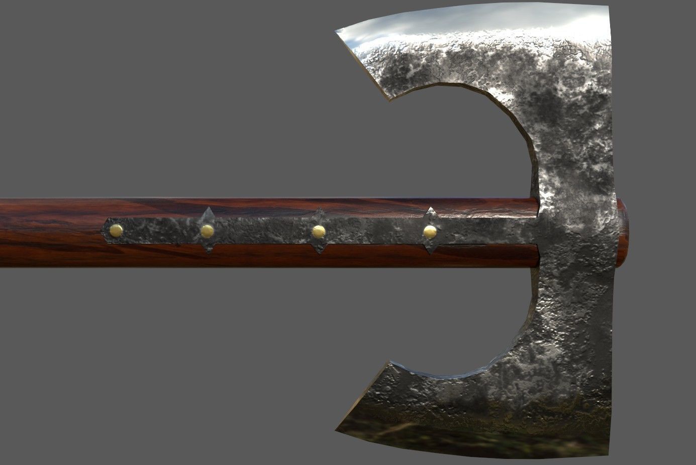 Double bearded axe Low-poly 3D model_5