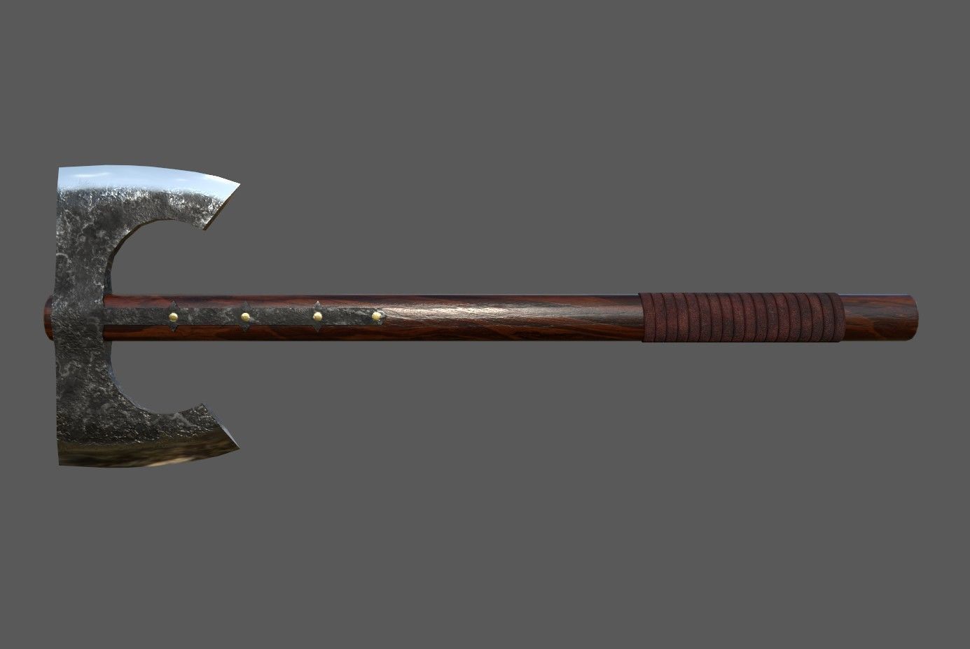 Double bearded axe Low-poly 3D model_3