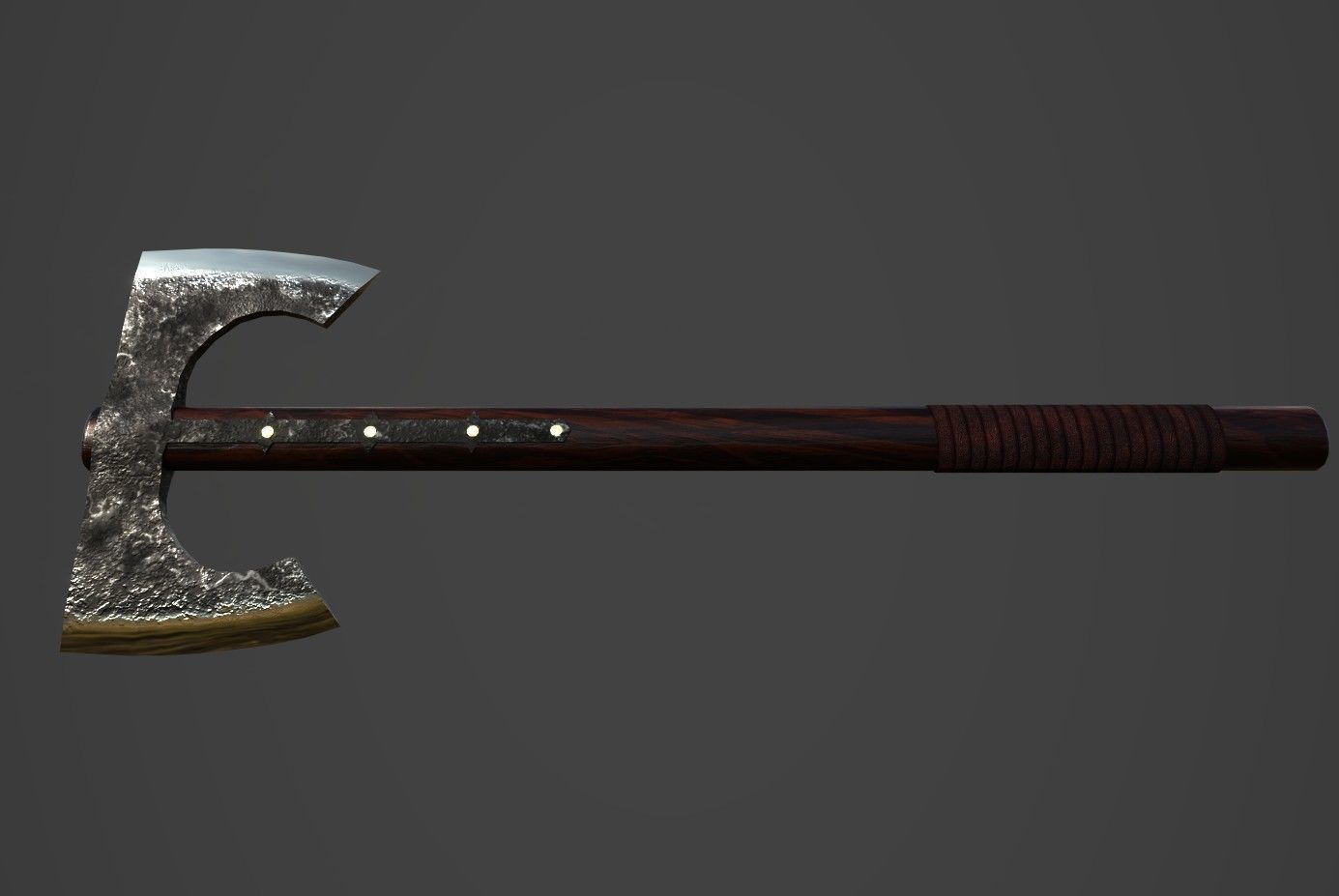 Double bearded axe Low-poly 3D model_2