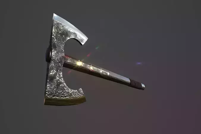 Double bearded axe Low-poly 3D model