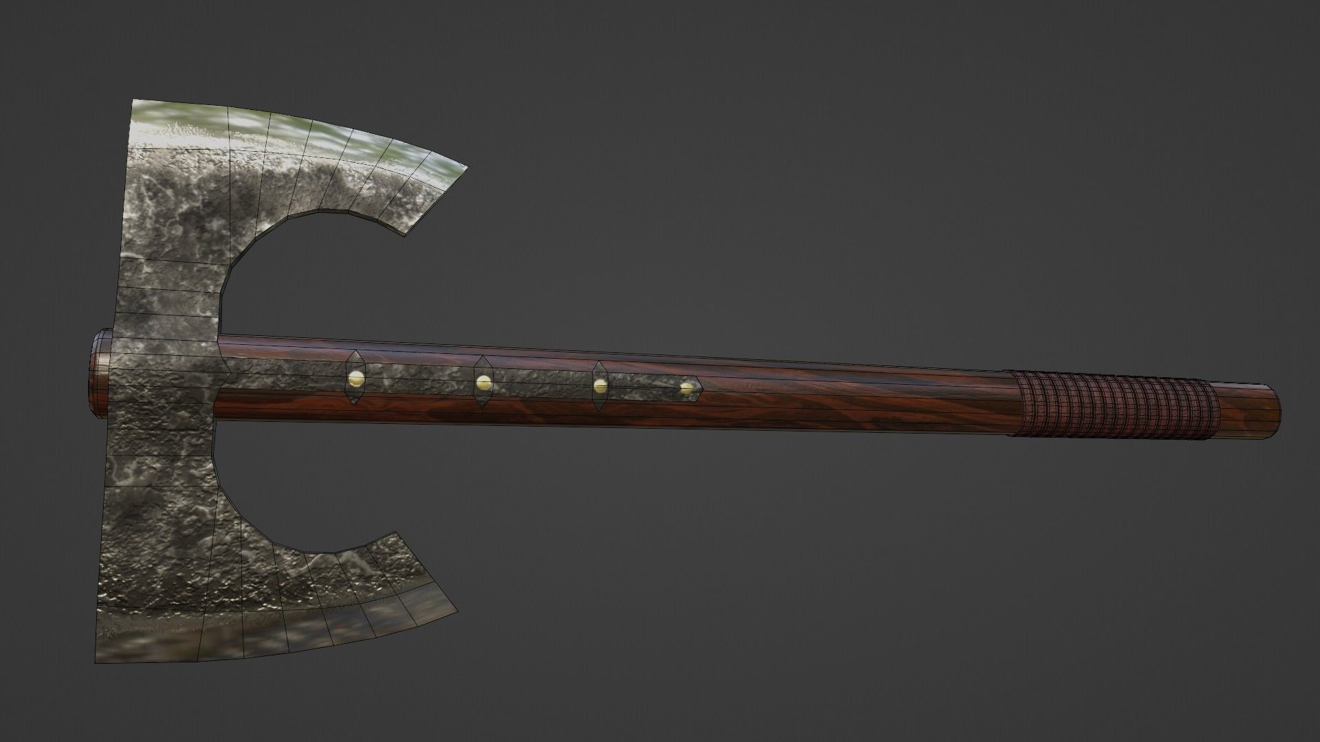 Double bearded axe Low-poly 3D model_8