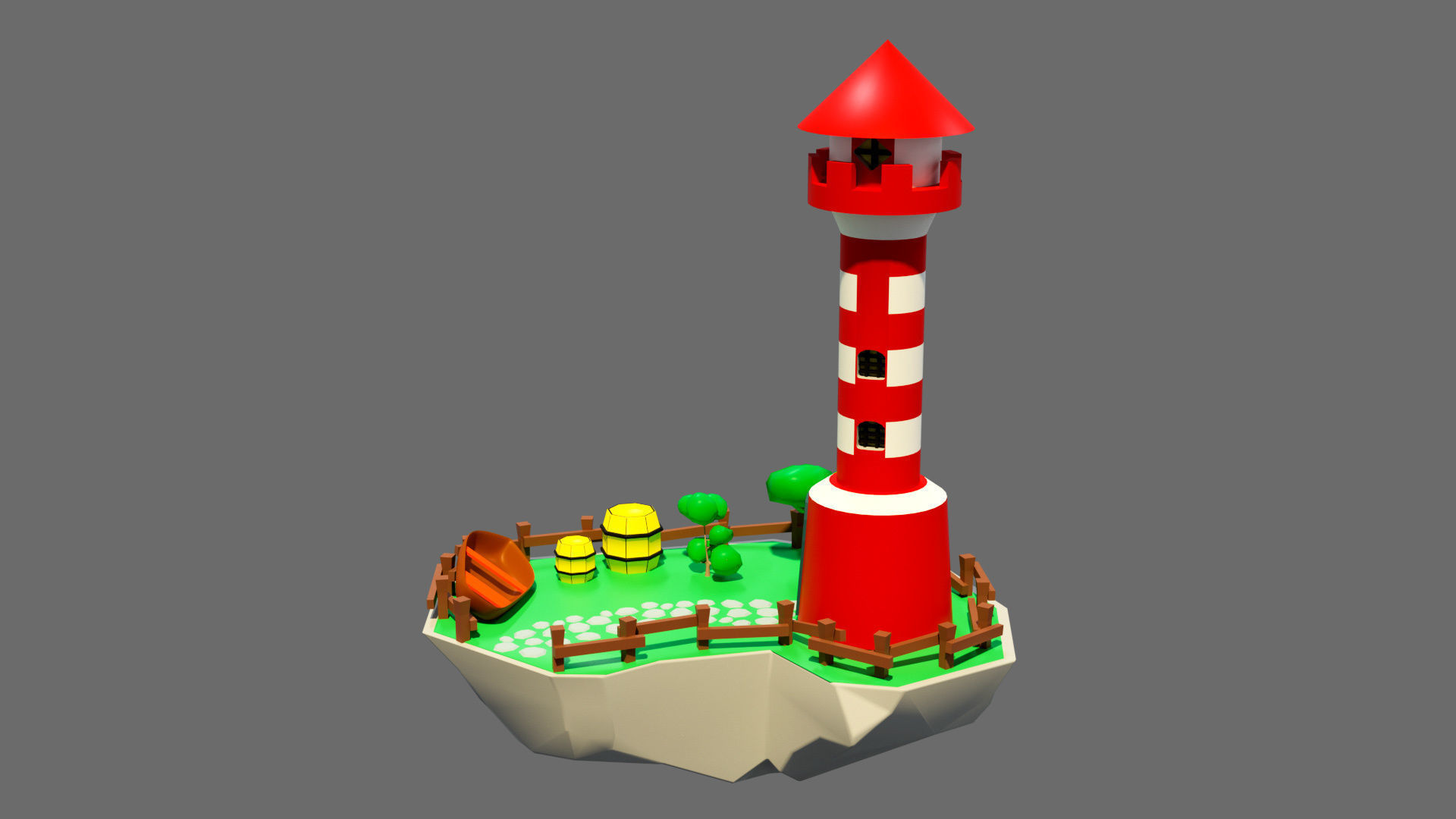 island 5 lighthouse on Low-poly 3D model_3
