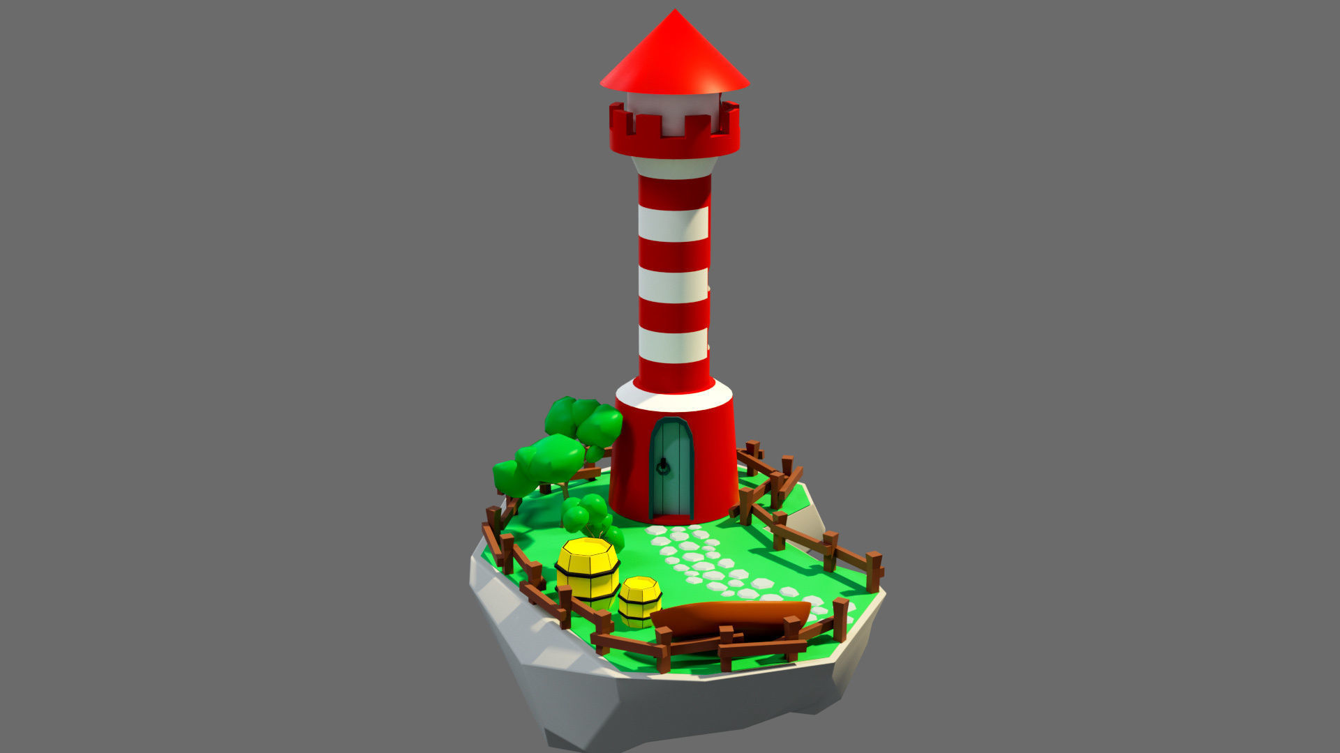 island 5 lighthouse on Low-poly 3D model_4