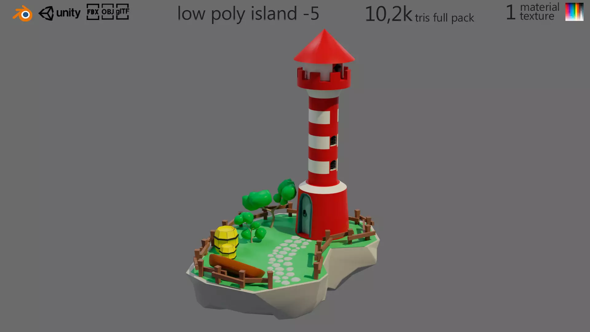 island 5 lighthouse on Low-poly 3D model_0