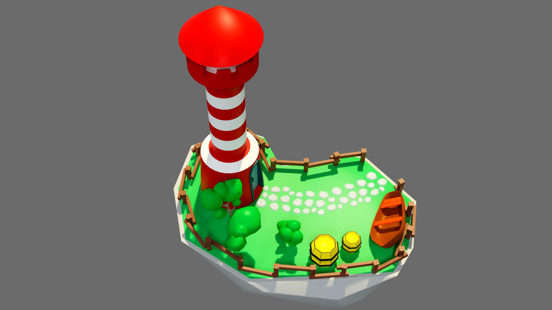island 5 lighthouse on Low-poly 3D model_2