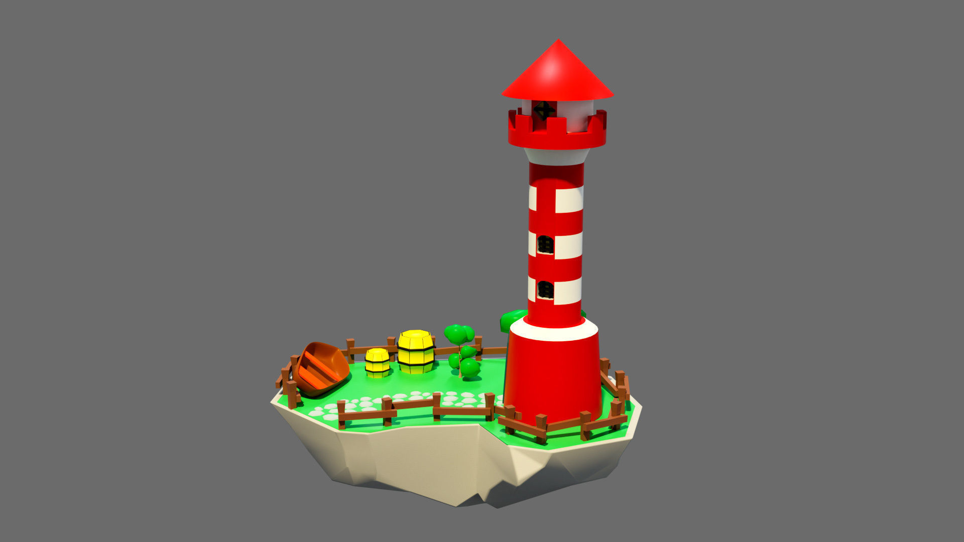 island 5 lighthouse on Low-poly 3D model_1