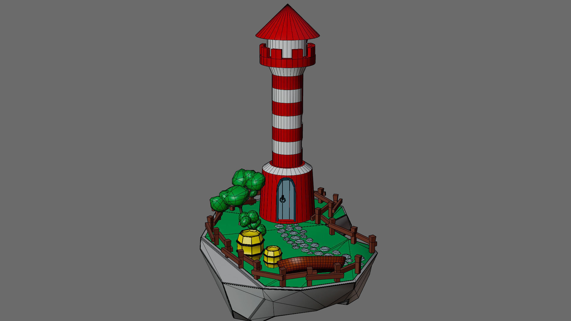 island 5 lighthouse on Low-poly 3D model_5