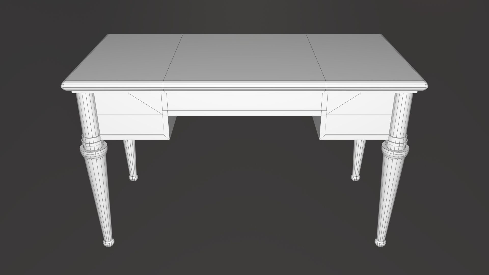 Classic Office Desk Low-poly 3D model_9