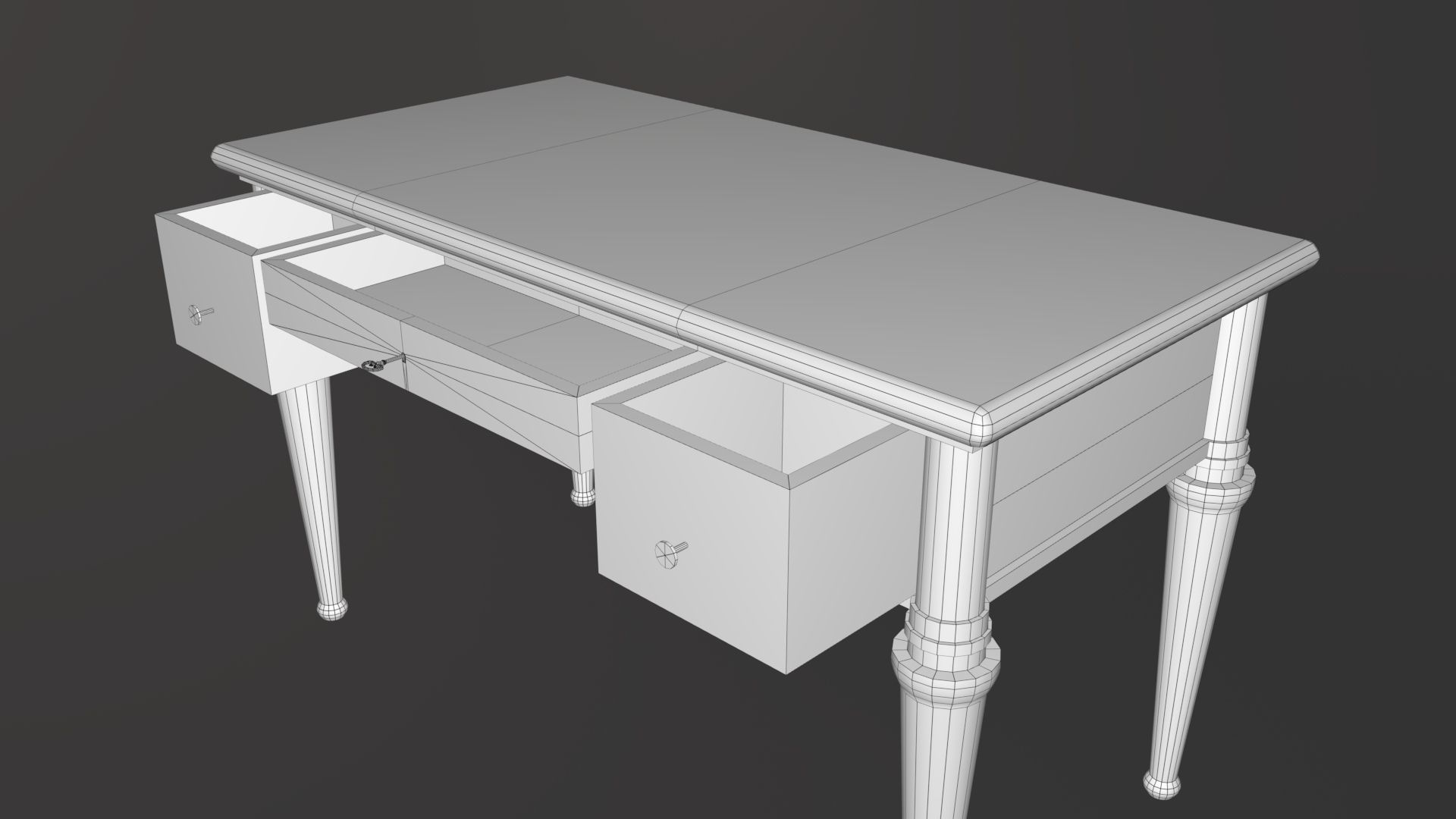 Classic Office Desk Low-poly 3D model_7