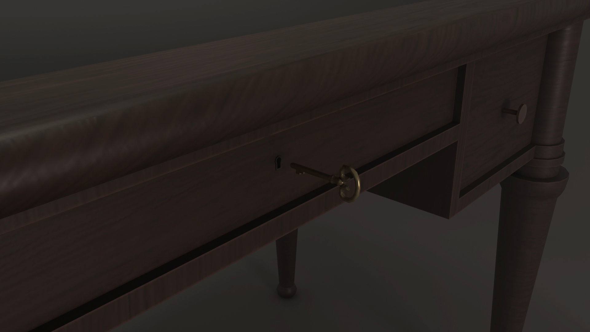 Classic Office Desk Low-poly 3D model_1